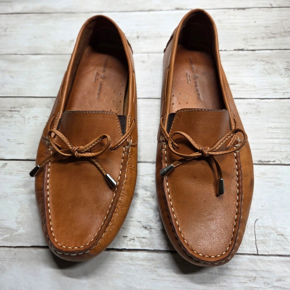 Mercanti Fiorentini MF-3200 Driving Loafer Moccasin Women 10 W Tan Leather Bow